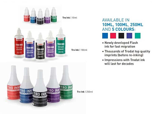 TRO INKS ( RED,GREEN,ROYAL BLUE,VIOLET AND BLACK )